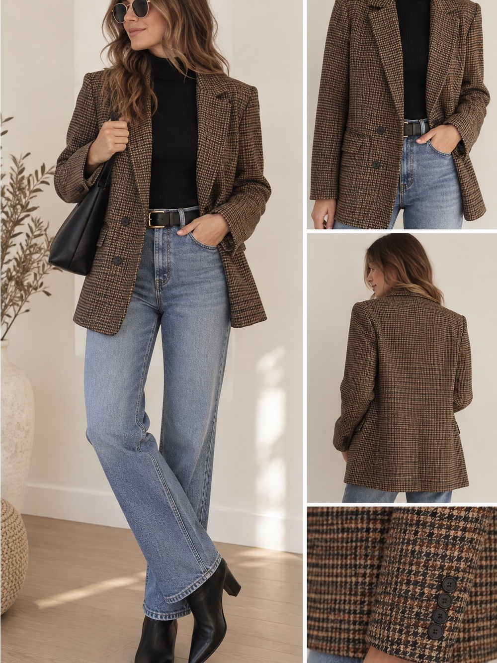 Old Navy Brown Houndstooth Blazer Jacket